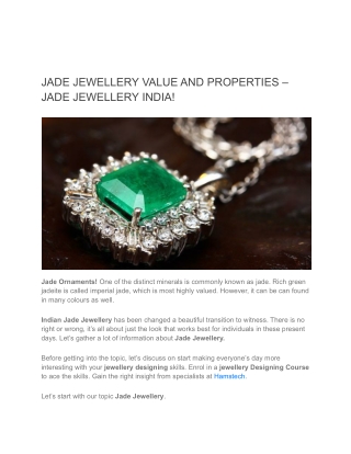 JADE JEWELLERY VALUE AND PROPERTIES – JADE JEWELLERY INDIA