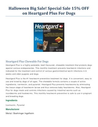 Halloween Big Sale! Special Sale 15% OFF on Heartgard Plus For Dogs