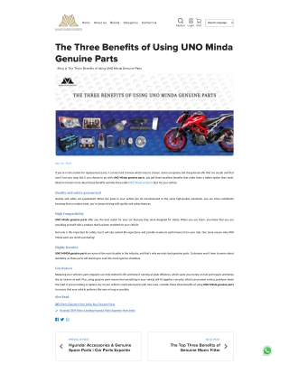 The Three Benefits of Using UNO Minda Genuine Parts
