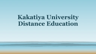 Kakatiya University Distance Education