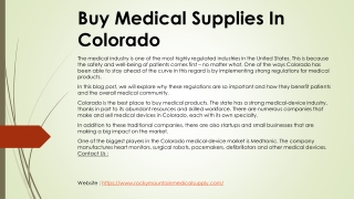 Buy Medical Supplies In Colorado