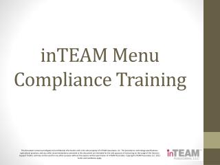 inTEAM Menu Compliance Training