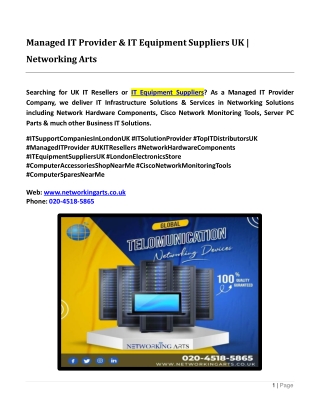 Managed IT Provider & IT Equipment Suppliers UK  Networking Arts