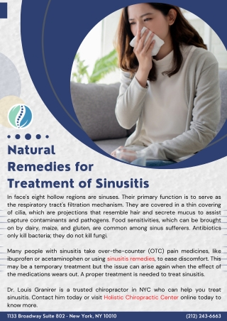 Natural Remedies for Treatment of Sinusitis