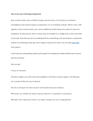 Tips to Ace your Psychology Assignment