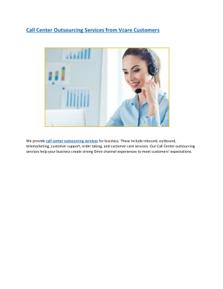 Call Center Outsourcing Services from Vcare Customers