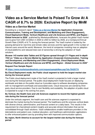 Video as a Service Market Is Poised To Grow At A CAGR of 8.7% to 2026: MnM