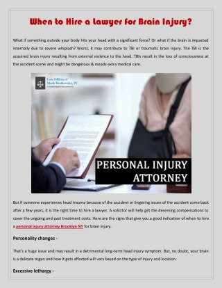 When to Hire a Lawyer for Brain Injury