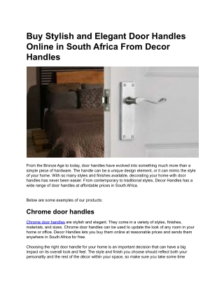 Buy Stylish and Elegant Door Handles Online in South Africa From Decor Handles