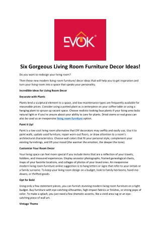 Six Gorgeous Living Room Furniture Decor Ideas!