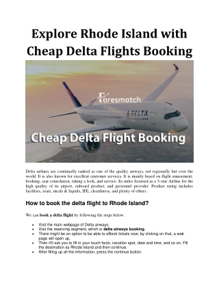 Explore Rhode Island with Cheap Delta Flights Booking