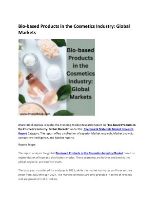 Bio-based Products in the Cosmetics Industry, Global Markets