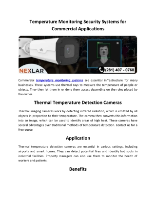 Temperature Monitoring Security Systems for Commercial Applications