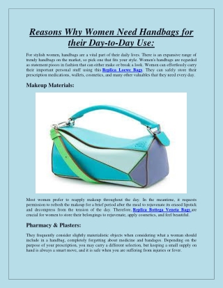 Reasons Why Women Need Handbags for their Day-to-Day Use