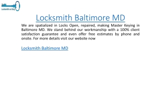 Locksmith Baltimore MD  Locksmithonduty.com