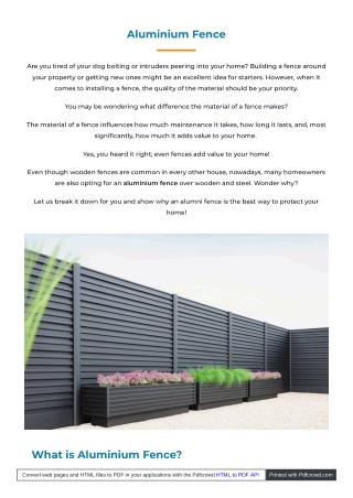 Why has Aluminium Fence become a mass choice | Amfine Construction