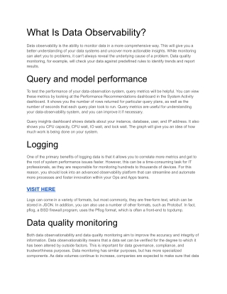 What Is Data Observability