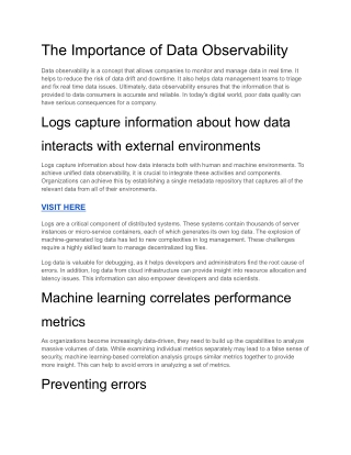 The Importance of Data Observability