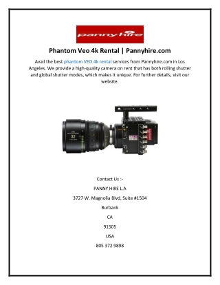 Phantom Veo 4k Rental  Pannyhire.com