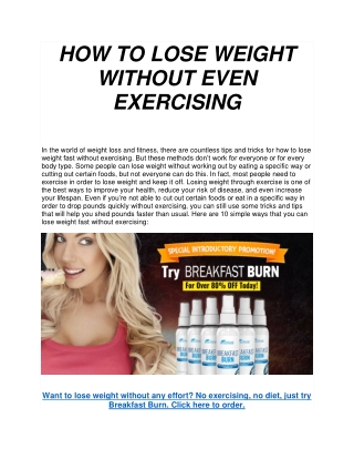 How to Lose Weight Without Exercising