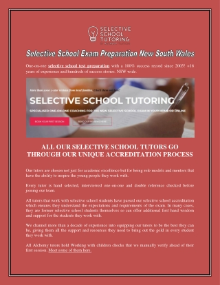 Selective School Exam Preparation New South Wales