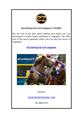 Best Betting Site From Singapore EZ12BET