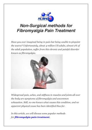 Non-surgical methods for fibromyalgia pain treatment