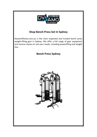 Shop Bench Press Set In Sydney