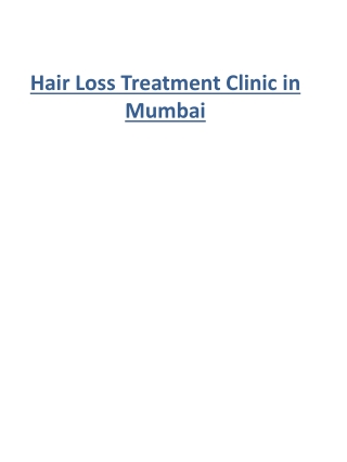 Hair Loss Treatment Clinic in Mumbai