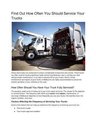 Find Out How Often You Should Service Your Trucks