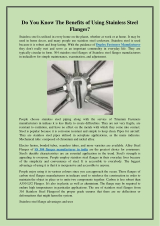 Do You Know The Benefits of Using Stainless Steel Flanges