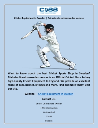 Cricket Equipment in Sweden | Cricketonlinestoresweden.com.se