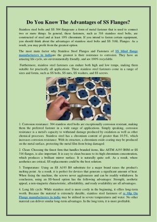 Do You Know The Advantages of SS Flanges