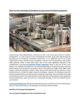 What are some advantages & drawbacks of using commercial kitchen equipment