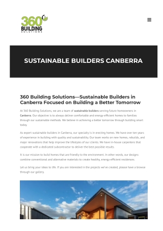 Sustainable Builders Canberra