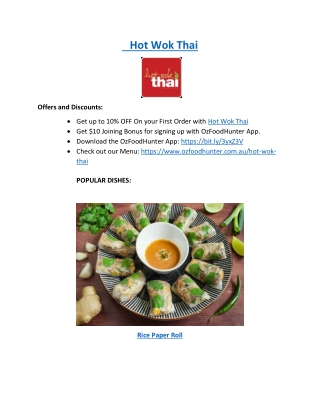 Up to 10% offer order now - Hot Wok Thai menu