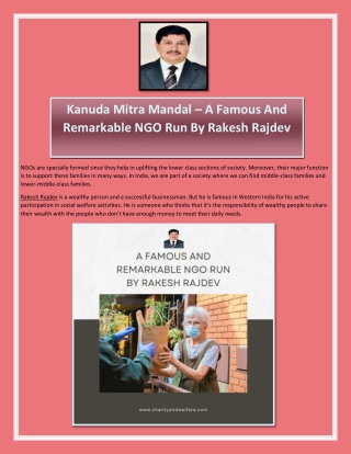 Kanuda Mitra Mandal – A Famous And Remarkable NGO Run By Rakesh Rajdev