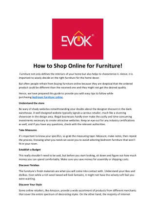 How to Shop Online for Furniture!