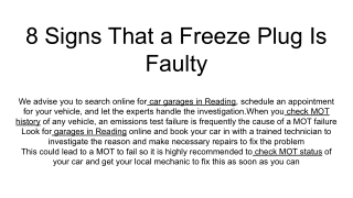 8 Signs That a Freeze Plug Is Faulty