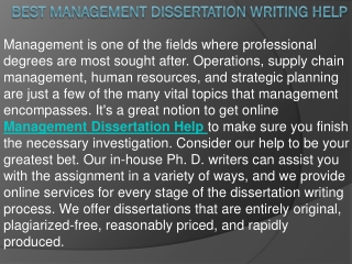 Best Management Dissertation Writing Help