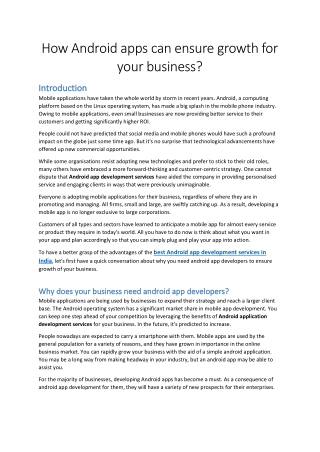 How Android apps can ensure growth for your business