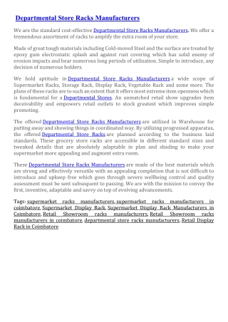 Departmental Store Racks Manufacturers