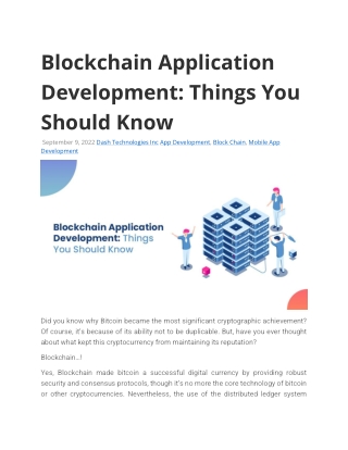 Blockchain Application Development: Things You Should Know