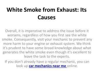White Smoke from Exhaust: Its Causes