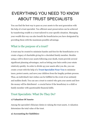 EVERYTHING YOU NEED TO KNOW ABOUT TRUST SPECIALISTS