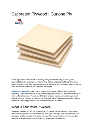 Calibrated Plywood _ Gurjone Ply