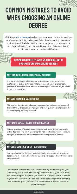 Common mistakes to avoid when choosing an online degree