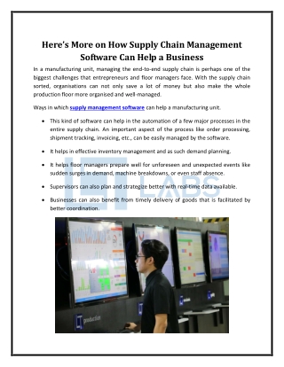 Here’s More on How Supply Chain Management Software Can Help a Business