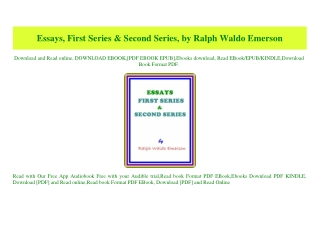 (READ-PDF!) Essays  First Series & Second Series  by Ralph Waldo Emerson Online Book