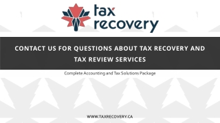 Contact us for questions about Tax Recovery and Tax Review services - Tax Recove